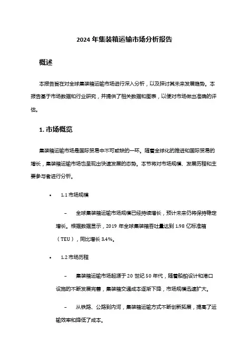 2024年集装箱运输市场分析报告