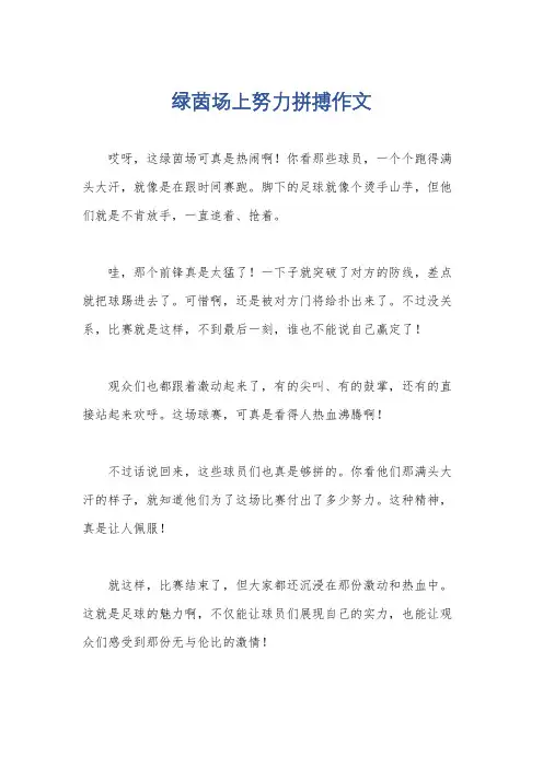 绿茵场上努力拼搏作文