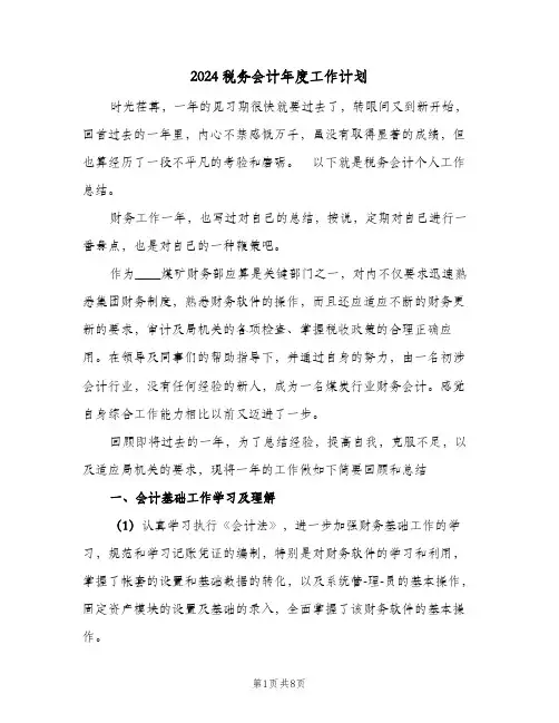 2024税务会计年度工作计划（3篇）
