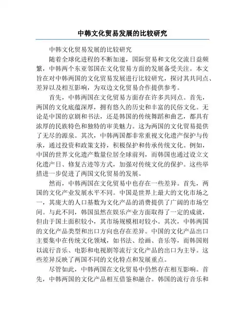 中韩文化贸易发展的比较研究