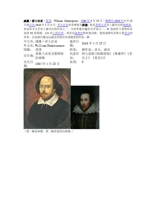 戏剧人物简介