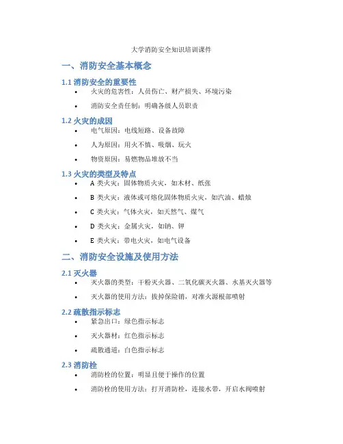 大学消防安全知识培训课件