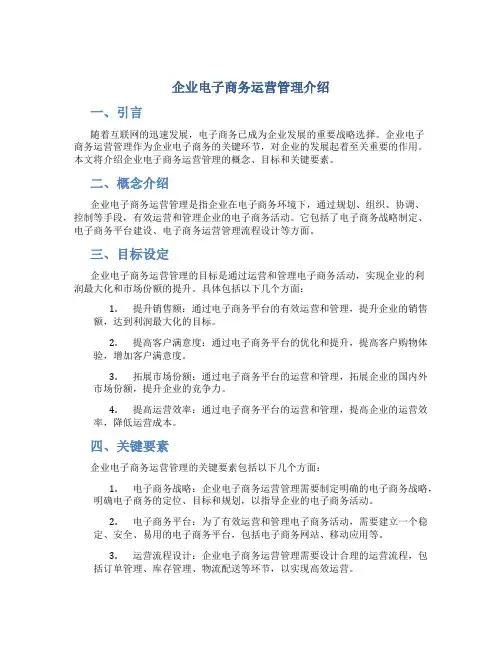 企业电子商务运营管理介绍