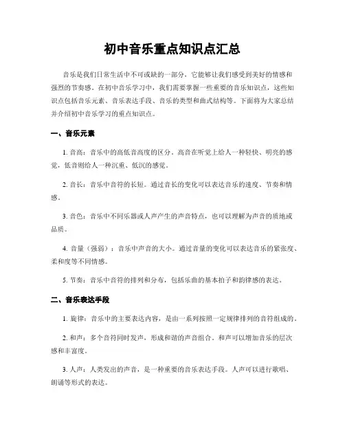 初中音乐重点知识点汇总