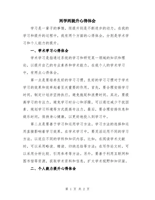 两学两提升心得体会