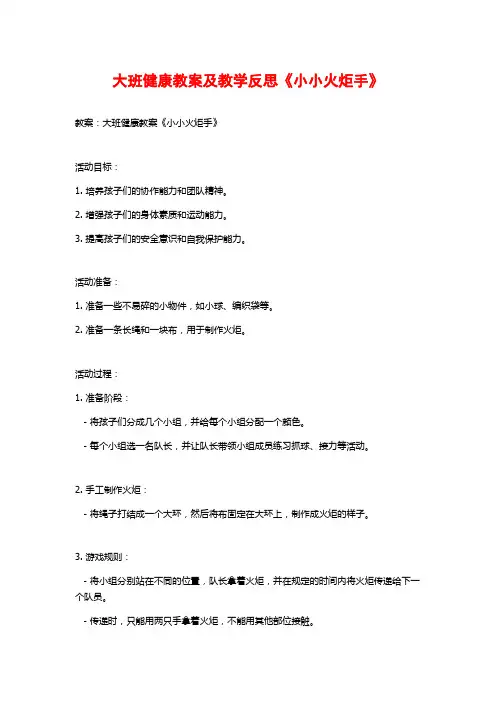 大班健康教案及教学反思《小小火炬手》
