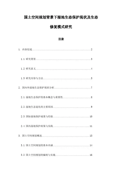 国土空间规划背景下湿地生态保护现状及生态修复模式研究