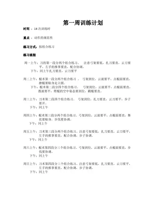 武术第一周训练计划