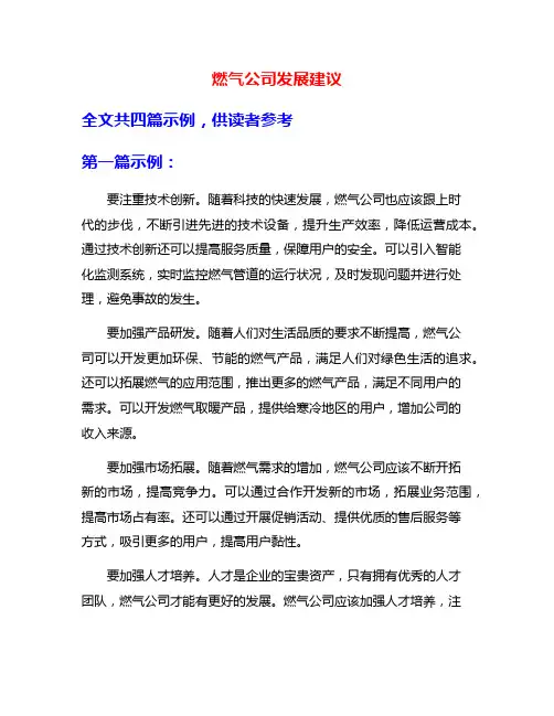 燃气公司发展建议
