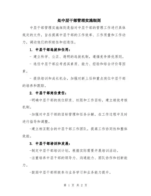 处中层干部管理实施细则
