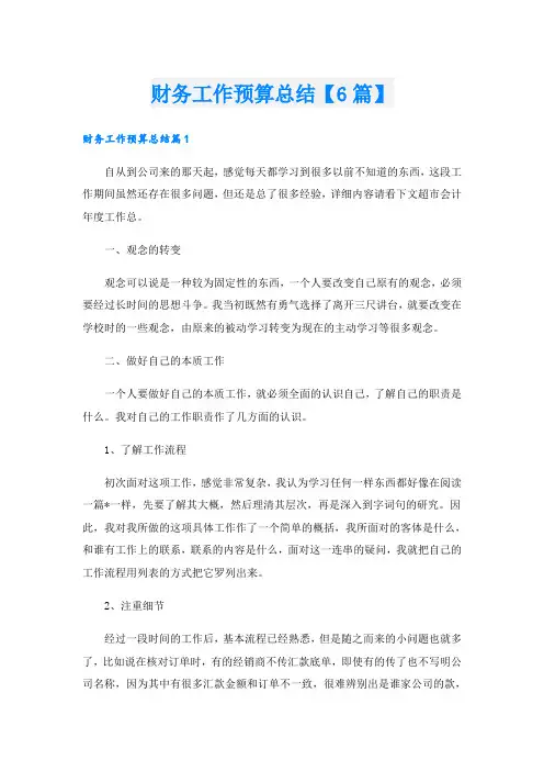 财务工作预算总结【6篇】