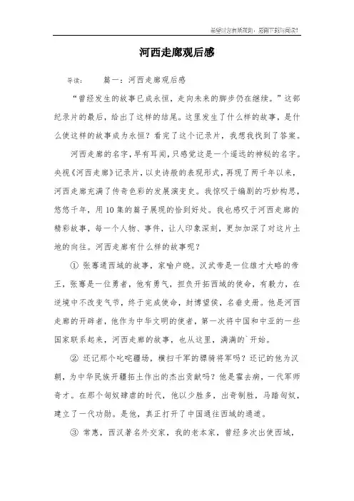河西走廊观后感