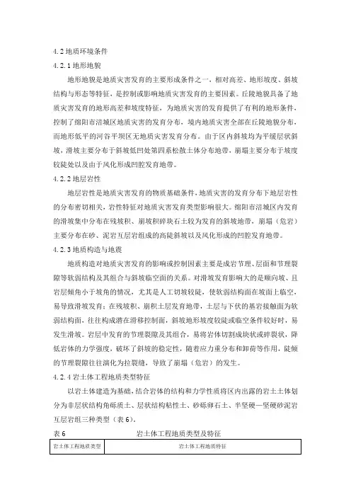 地灾地质环境条件详述