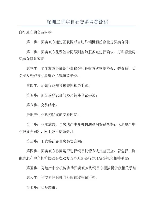 深圳二手房自行交易网签流程