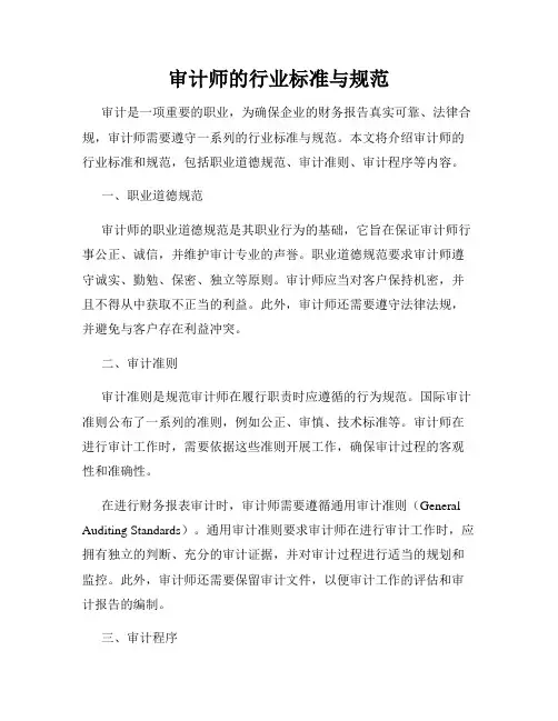 审计师的行业标准与规范