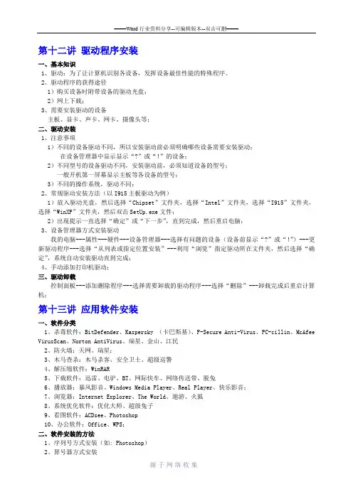 驱动程序和软件安装
