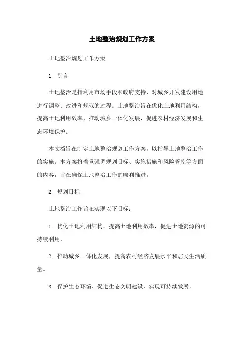 土地整治规划工作方案