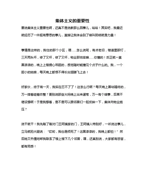 作文《集体主义的重要性》