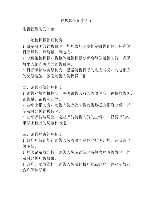 销售管理制度大全
