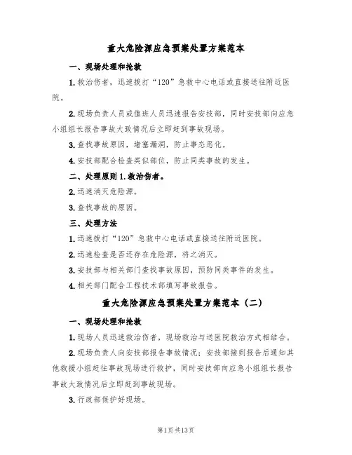 重大危险源应急预案处置方案范本(9篇)