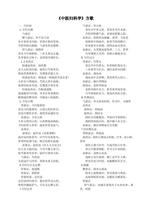 中医妇科学方歌大全