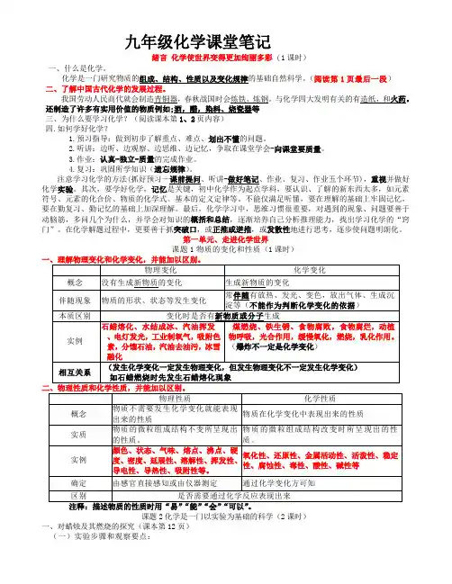 化学课堂笔记