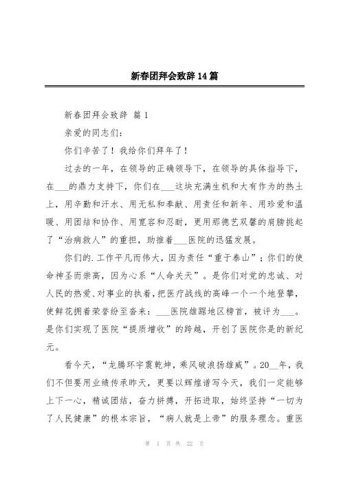 新春团拜会致辞14篇