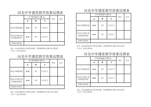 河北中学课堂教学效果反馈表