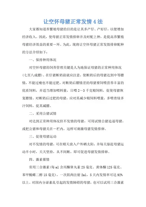 让空怀母猪正常发情4法
