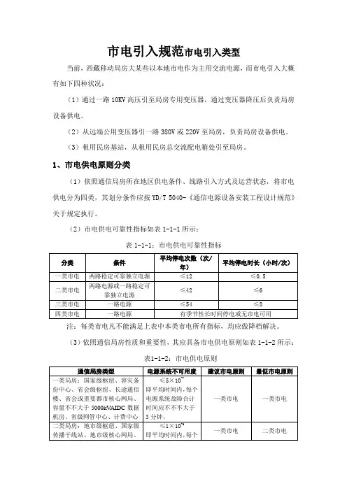 市电引入规范样本