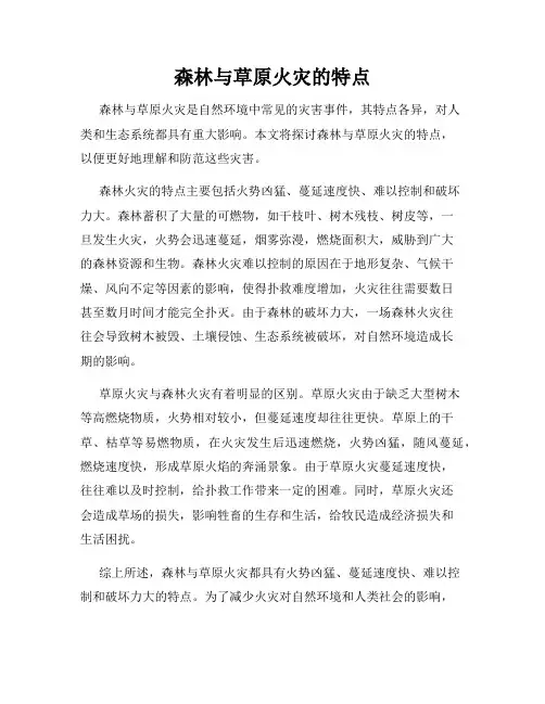 森林与草原火灾的特点