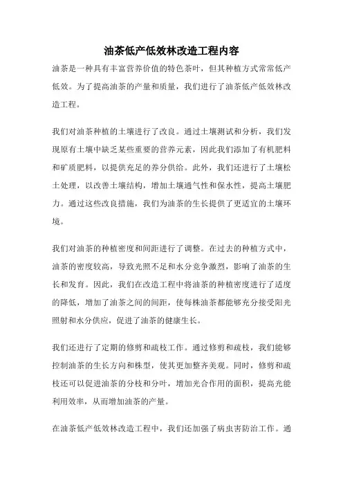 油茶低产低效林改造工程内容