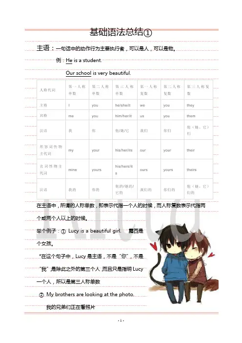 英语基础语法总结(主语&谓语)