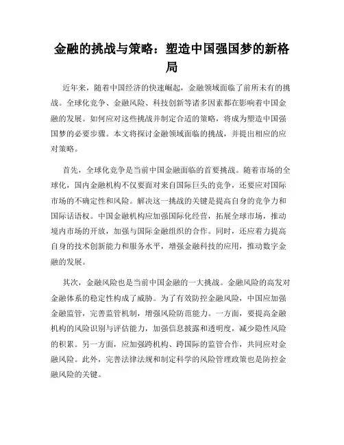 金融的挑战与策略：塑造中国强国梦的新格局
