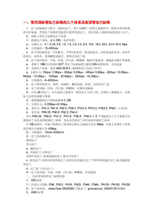 常用国际法兰标准