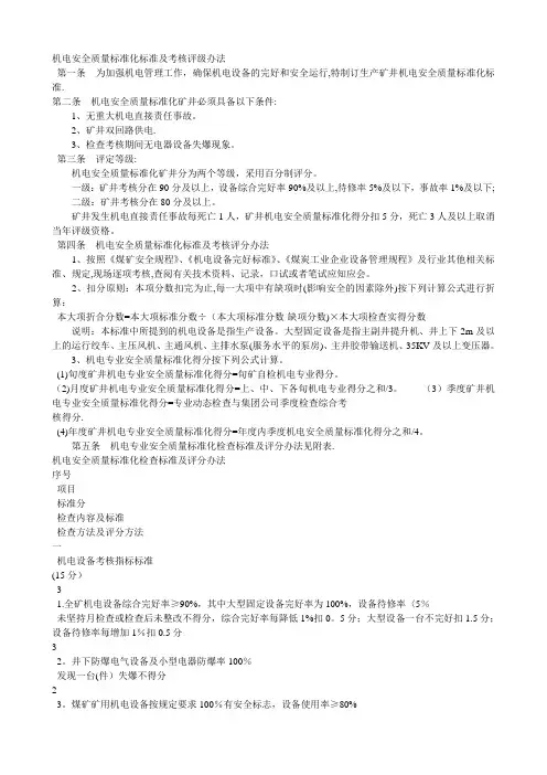 机电、运输安全质量标准化标准及考核评级办法