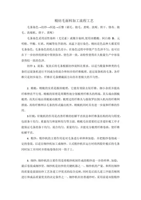毛纺面料加工流程工艺