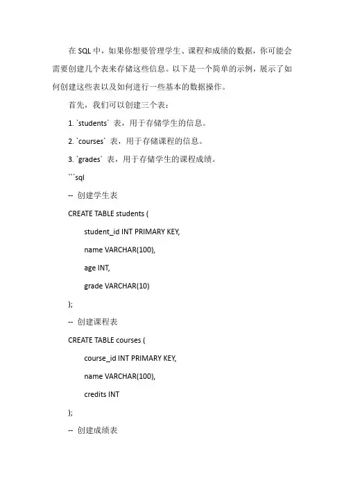 sql 学生 课程 成绩