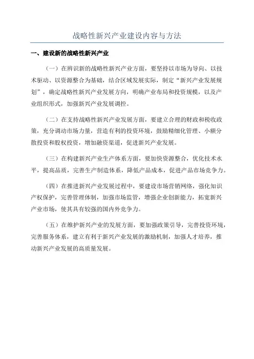 战略性新兴产业建设内容与方法