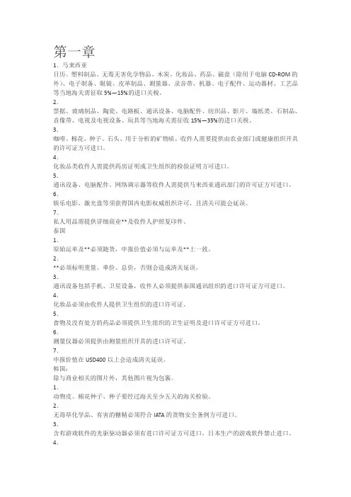 各国关税