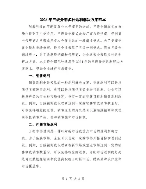 2024年三级分销多种返利解决方案范本