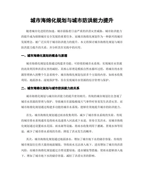 城市海绵化规划与城市防洪能力提升