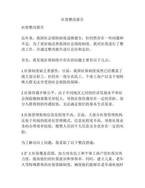 社保整改报告