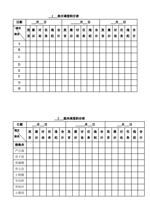 高效课堂学习小组表格