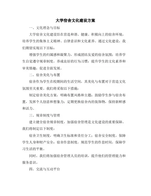 大学宿舍文化建设方案