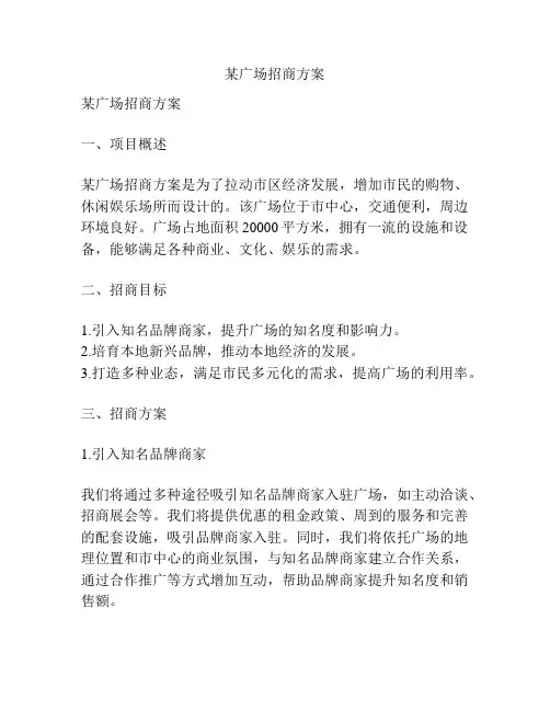 某广场招商方案
