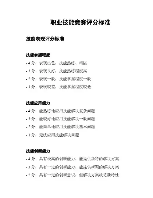 职业技能竞赛评分标准