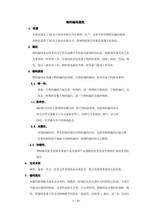 电子工厂常用物料编码规范