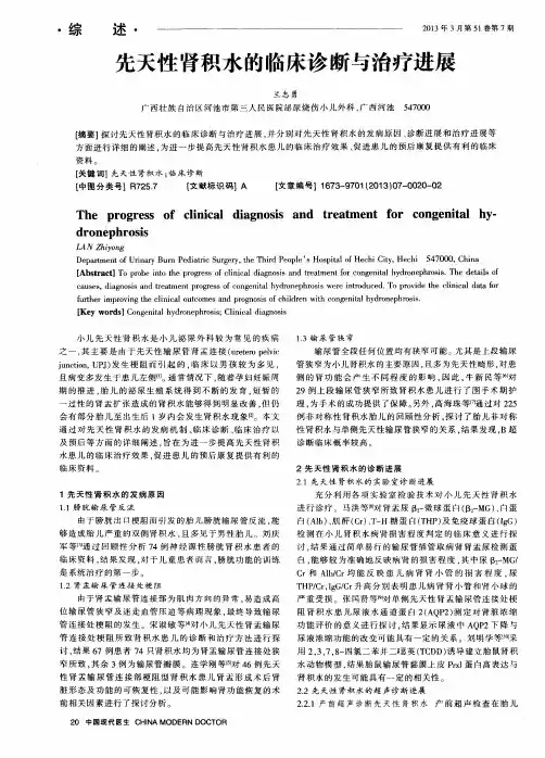 先天性肾积水的临床诊断与治疗进展