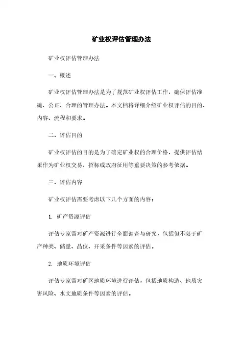 矿业权评估管理办法简版